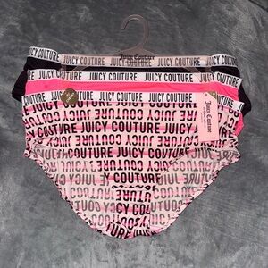 Juicy Couture women's Pink Logo Bikini Brief underwear panties  - 3 Pack NWT!